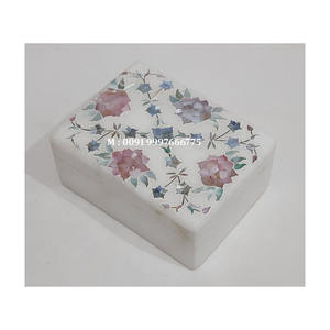 กล่องเครื่องประดับหินอ่อนสีขาวสวยงาม พร้อมการตกแต่งอย่างประณีตและลายดอกไม้ฝังมุก สำหรับเป็นของขวัญในเทศกาล - Product Image 2