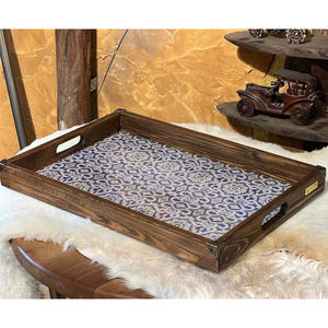 Indian Handmade Home Tabletop Decoration Wooden Serving Tray Platter <b>Printed</b> Design Custom Size at Reasonable Prices - Product Image 2