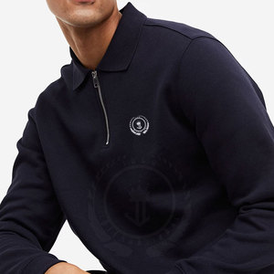 เสื้อแจ็คเก็ตแขนยาวสีพื้นสำหรับผู้ชาย  แบบซิปครึ่งตัว  สำหรับฤดูหนาว  พร้อมโลโก้ด้านหน้า  ออกแบบได้ตามต้องการ  ผ้าฟลีซ - Product Image 6