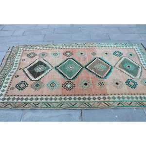 Tapis turc vintage 4,6x8,4 pieds, tapis en laine vert patchwork - Product Image 4