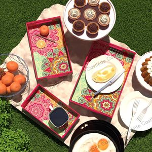 HF CRAFTS-Bandejas de MDF hechas a mano, juego elegante de 3 piezas con diseño de resina epoxi multicolor para servir aperitivos o regalos - Product Image 4