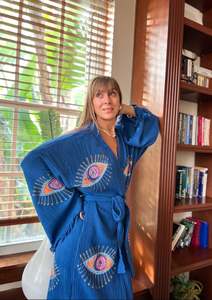 Nouveauté 2025, Kimono d'été en coton fait à la main pour l'été, mauvais œil, Festival, printemps décontracté, à manches longues, Kimono pour femmes, meilleur - Product Image 3