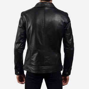 Aniline Zipper Legacy Black Chaqueta de motorista para hombre con forro de viscosa acolchado y bolsillos exteriores interiores - Product Image 5