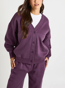 Conjunto Deportivo de 2 Piezas con Botones, Costura Personalizada de Fábrica, del Mismo Color, Manga Larga, Estilo Holgado, Transpirable, de Algodón - Product Image 6