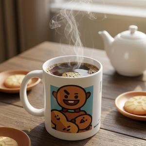 แก้วกาแฟลายการ์ตูน BT21 สไตล์เรโทรน่ารัก ทำจากเซรามิก ใช้กับเครื่องล้างจานและไมโครเวฟได้ เหมาะสำหรับเป็นของขวัญ ใช้ในบ้าน/ออฟฟิศ สำหรับดื่มชา/กาแฟยามบ่าย Shooky - Product Image 2