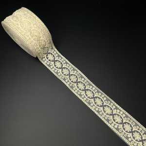 Custom Made in Leaf Designed Machine Embroidered Ribbons & Laces in Various Designs & in White Colour for Wedding Dresses - Product Image 4