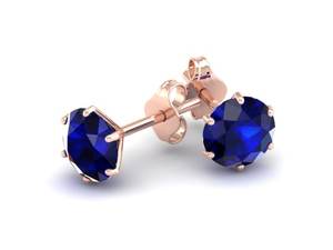 Boucles d'oreilles REYES au design élégant, saphir bleu rond de 2,6 carats, pour femmes, solitaire, argent sterling 925, bijoux en moissanite - Product Image 6