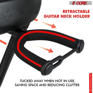 5Core Guitar <b>Stool</b> Adjustable Backrest Piano Chair 3.15" Padded Seat Music Stand - Product Image 5