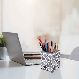 Portalápices Ajustable de Madera con Incrustaciones de Hueso Cuadradas, Estilo Art Deco, Organizador de Papelería Decorativo para Escritorio u Oficina, Paquete de Varias Piezas - Product Image 2