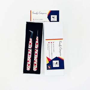 Pince à épiler Somofy Enterprises avec logo personnalisé, volume droit, en acier inoxydable, poignée diamantée, pointe lisse, 10 mm, pour extensions de cils - Product Image 5
