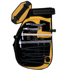 Top Rated Horse Care Farrier Kit Leather Apron Hoof Knife Curved Blade Hoof Nipper Clincher <b>Puller</b> with Dual Hammer Set Black - Product Image 3