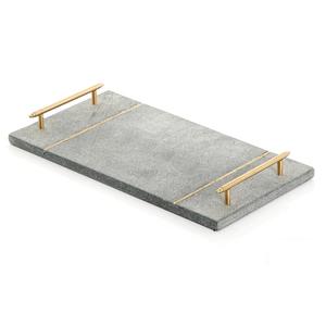 Plats de service nourriture salade fruits café plateau de service équipement plateau de service rectangulaire en marbre avec poignées pour hôtels - Product Image 1