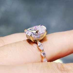 แหวนเพชรโมอิสซาไนต์ทรงวงรีทรง925สำหรับเรือนพลอยทำมือขนาดใหญ่ได้รับการรับรองคุณภาพยอดเยี่ยม - Product Image 3