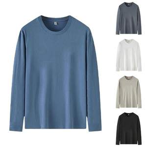 Camiseta Casual de Manga Larga con Cuello Redondo para Hombre, Corte Regular, 95% Algodón, 5% Elastano, Transpirable, Ecológica, de Secado Rápido, Color Sólido, Tallas S-XL - Product Image 5