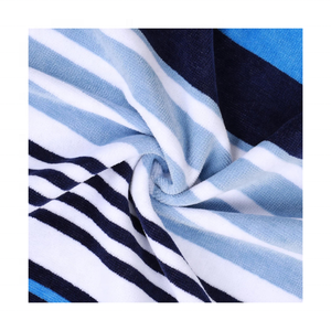 2024 Premium bleu blanc à glands 100% coton serviettes de plage à séchage rapide certifié GOTS rayé Jacquard Design golfeurs adultes - Product Image 2