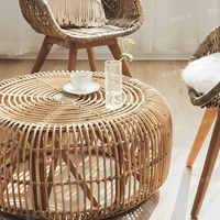 Table basse en rotin spirale artisanale artisanale meubles durables uniques Table basse en rotin élégant