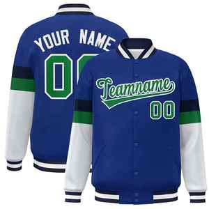 OEM personalizado de alta calidad de los hombres de poliéster chaquetas de bombardero Letterman abrigos de béisbol de pie frontal de talla grande bolsillos laterales para el otoño - Product Image 5