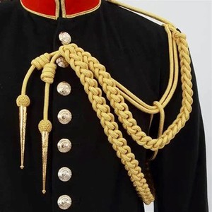 Cordón de hombro Aiguillette de seda y algodón 100% de alta calidad con puntas de latón dorado Cuerdas de bandsman personalizables para uso en exteriores - Product Image 5