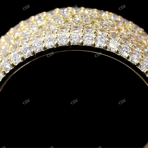 VVS Moissanite 14k Gold Plated Full <b>Iced</b> Out Full Eternity Bling Engagement Wedding <b>Ring</b> Unisex GRA Certified Hip Hop Style - Product Image 2