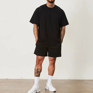 T-shirts personnalisés Streetwear en coton surdimensionné pour hommes, côtes, col rond, épaules tombantes, t-shirt lourd de 280 g/m² - Product Image 4