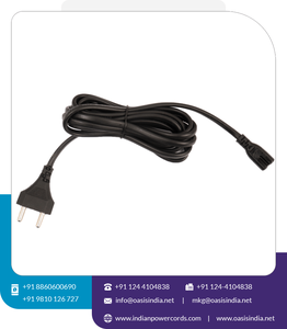 สายเคเบิล2ขาอินเดียเป็น C7มาตรฐาน IEC สำหรับชาร์จกล้องแล็ปท็อปสายต่อทีวีอัจฉริยะสำหรับอุปกรณ์อิเล็กทรอนิกส์สำหรับผู้บริโภค - Product Image 3