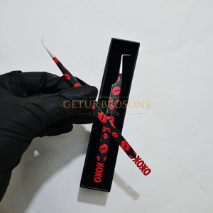 Pince à épiler pour cils GETUP BROSONS IMPEX de haute qualité, 45° d'isolation/90°, pointe lisse de 10 mm, anti-magnétique, revêtement papier personnalisé - Product Image 2