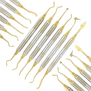6 PCS Manual Dental Composite <b>Resin</b> Filling Spatulas <b>Kit</b> with Titanium/Gold Coated Heads Ergonomic Grip Lifetime Warranty - Product Image 1