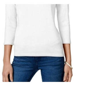 Maglietta a Maniche Lunghe in Cotone Pima per Donna Charter Club, Bianca, Taglia Large - Product Image 3