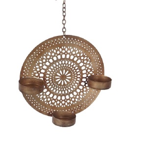 Portavelas de forma redonda de latón colgante decoración de biblioteca para el hogar portavelas para mesa de jardín para boda Hogar, portavelas - Product Image 4