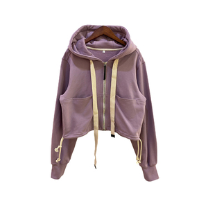 Sweat-shirt à capuche en coton avec fermeture éclair complète pour fille, couleur blanche, personnalisé, noir - Product Image 1