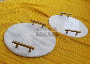 ถาดหินอ่อนทรงกลมสไตล์โมเดิร์นหรูหราสำหรับใช้ในงานนำเสนอเครื่องใช้บนโต๊ะอาหารในห้องครัว - Product Image 2