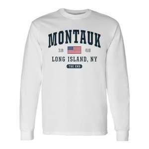 Camiseta de manga larga con bandera de Montauk Long Island, Nueva York, Estados Unidos, The End - Product Image 1