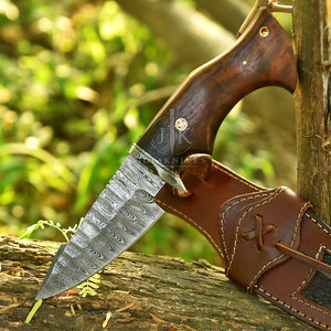 Couteaux de camping EDC en gros du meilleur fabricant, lame droite à pointe tombante, manche en bois, OEM disponible, derniers styles, prix raisonnable - Product Image 1