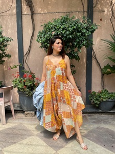Women <b>Summer</b> Vintage 100% Cotton A-Line <b>Sleeveless</b> V-neck Long Maxi <b>Dress</b> - Product Image 1
