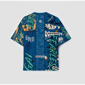 Camiseta Oversize Prism Revival Azul Imperial 100% Poliéster 230g Tejido de punto Impresión por sublimación Camiseta de fitness comprimida - Product Image 2
