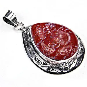 Colgante Minimalista de Plata 925 con Ágata Natural y Granate Rojo en Forma de Lágrima con Engaste de Bisel, Regalo para Mujer para Aniversario de Bodas - Product Image 2