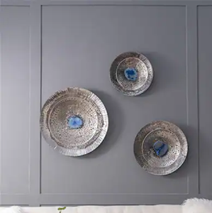 Krishna Pieds Décoratif Plaque Murale En Métal Ensemble de 3 Fleur Autocollant Noir Plat Servir Table Top Accessoires De Noël En Gros - Product Image 2