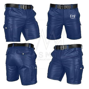 Pantalones Cortos de Cuero para Hombre, Estilo Urbano, Profesionales, de la Mejor Calidad, 100% Cuero, Botones Personalizados, Lona, Secado Rápido, Estilo Casual, Última Moda - Product Image 1