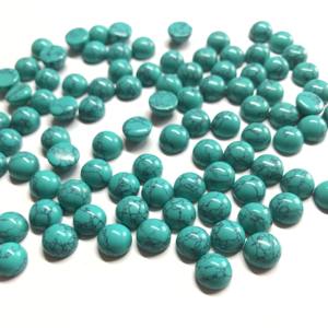 Turquoise synthétique 10mm 11mm Cabochon à dos plat certifié IGI pierres précieuses semi-précieuses en vrac calibrées prix de gros - Product Image 3