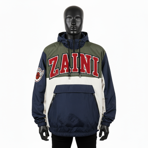 Chaqueta cortavientos de alta calidad, tela de nailon duradera, Panel azul marino Oliva, logotipo bordado, diseño personalizado, chaqueta cortavientos para hombre - Product Image 1