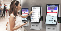 Kios Pembayaran Mandiri 1500R Layar Sentuh Melengkung Terminal POS dengan Printer Struk Pemindai QR untuk Penggunaan Luar Ruangan Model Berdiri di Lantai