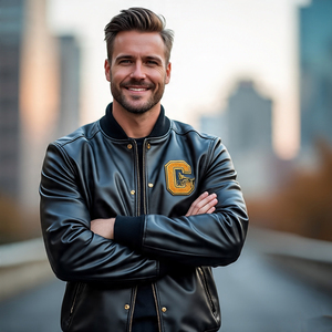 เสื้อแจ็คเก็ตขี่มอเตอร์ไซค์สำหรับผู้ชายหนังแกะเสื้อโค้ทไบค์เกอร์ซิปหน้ามีกระเป๋าหน้าสำหรับฤดูหนาว - Product Image 3