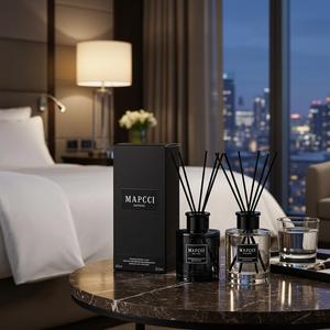 Deodorante per ambienti in vetro nero Set diffusore di Reed Box Custom Private Label