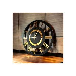50cm <b>Black</b> Walnut Color Gold Number Gift Modern Round Wooden Home <b>Wall</b> <b>Clock</b> Decorative with Different Pattern - Product Image 3