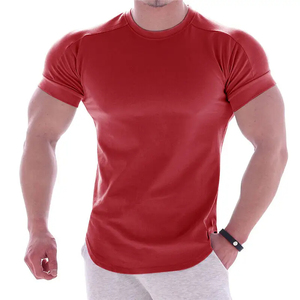 Venta al por mayor de camisetas deportivas con logotipo personalizado para hombre, camiseta muscular de poliéster de secado rápido ligera y sólida para correr y entrenar - Product Image 2