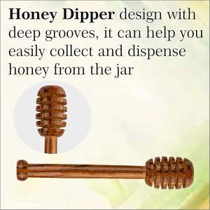 กระบวยน้ำผึ้งทำจากไม้เกรดอาหารที่มีด้ามยาวและดีไซน์ร่องเพื่อการเสิร์ฟและกระจายน้ำผึ้งที่สมบูรณ์แบบ - Product Image 3