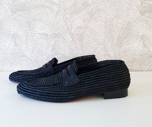 Raffia รองเท้าผู้ชายรองเท้าโลฟเฟอร์ผู้ชายรองเท้าแตะผู้ชายทำมือรองเท้าผู้ชายโมร็อกโกรองเท้าโลฟเฟอร์แรฟเฟอร์ระดับไฮเอนด์ผู้ชายสีดำ - Product Image 2