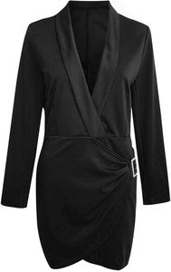 2025 meilleures ventes robes d'affaires pour femmes robes de haute qualité vêtements pour femmes couleur unie bureau dame carrière robe avec ceinture - Product Image 2