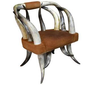 Silla hecha a mano designable y Antic Ox Horn, vaca pulida Natural, característica hecha a mano con mechones para dormitorio o gimnasio - Product Image 6