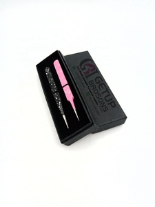 Vente en gros Meilleur revêtement en poudre rose noir en acier inoxydable antistatique 10mm de long pince à épiler pour extension de cils droite Logo personnalisé - Product Image 2